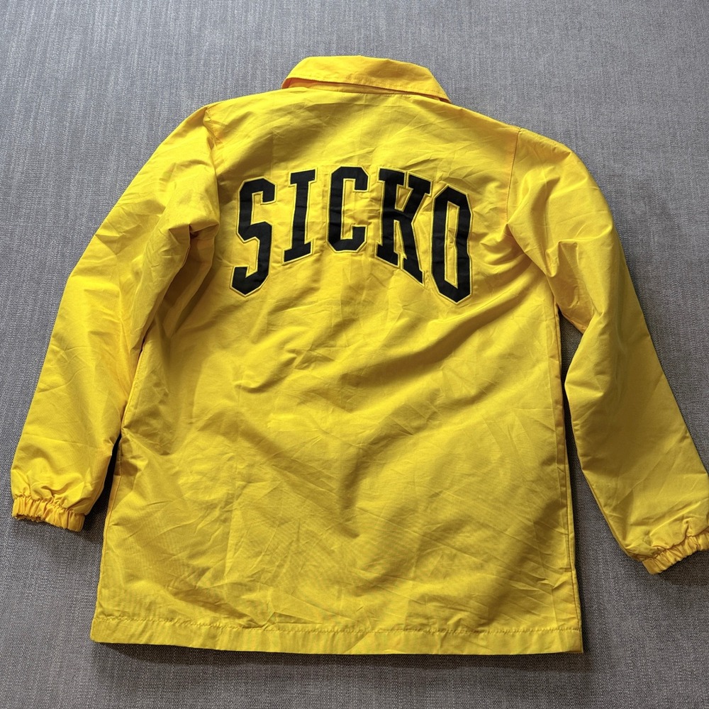 Sicko Coaches Jacket Yellow Black Arched Logo Zip Up Mens Medium